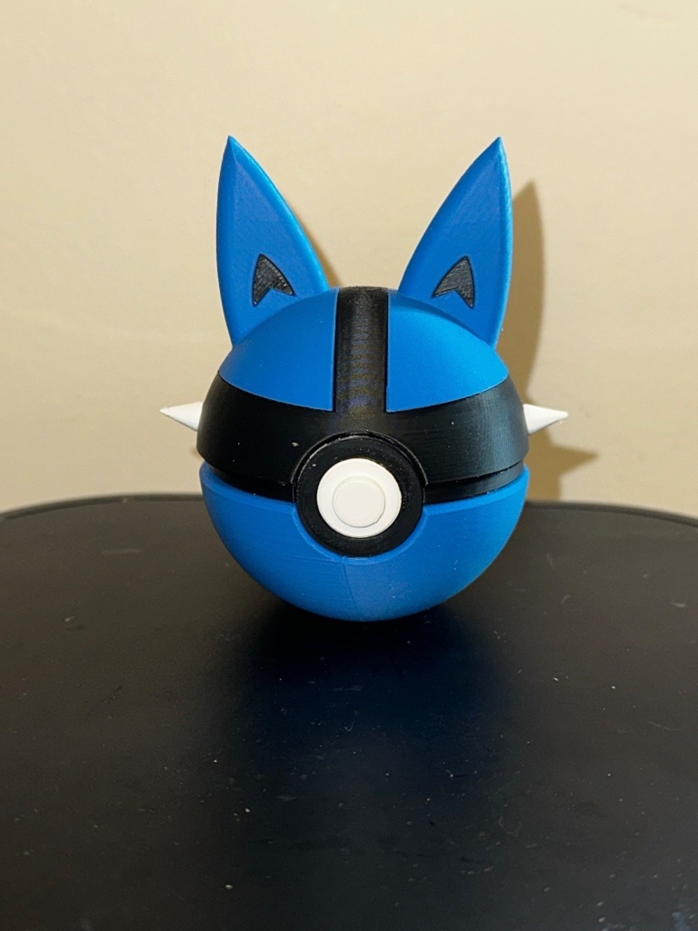 Blue Aura Jackal Sphere Display – 3D Printed Masked Canine Orb